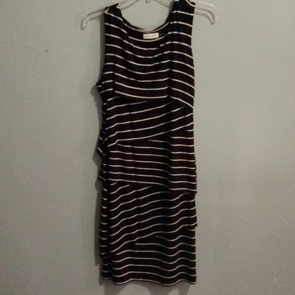 NWT WOMENS SZ 10 BLAND AND WHITE CALVIN KLEIN DRESS
